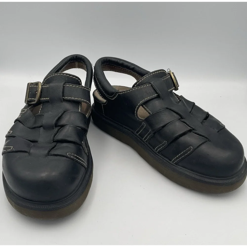 Dr. Martens Black Leather Fisherman Sandals 8332 Y2K Buckle Men's US 10 UK 9